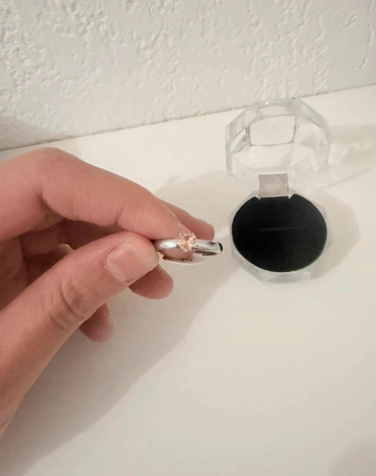 Solitaire hartvormige ring lichtoranje roestvrijstaal zilver - maat 50 (16mm) - doos inbegrepen – photo 3
